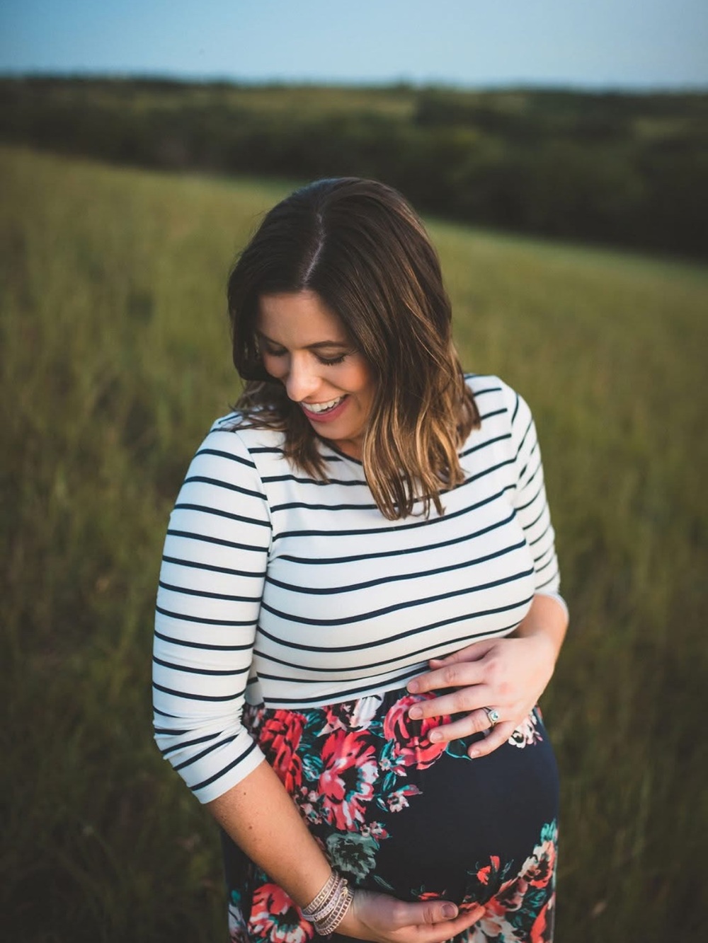 White & Navy Striped Maxi Dress
